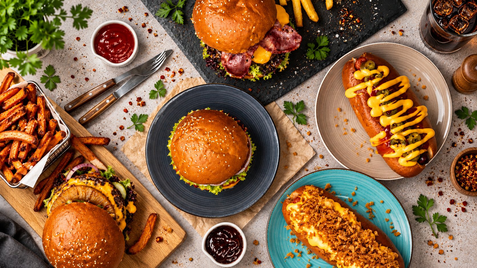 Burger, Hot Dogs und Fries von Wip’s Soulfood zum Liefern und Abholen